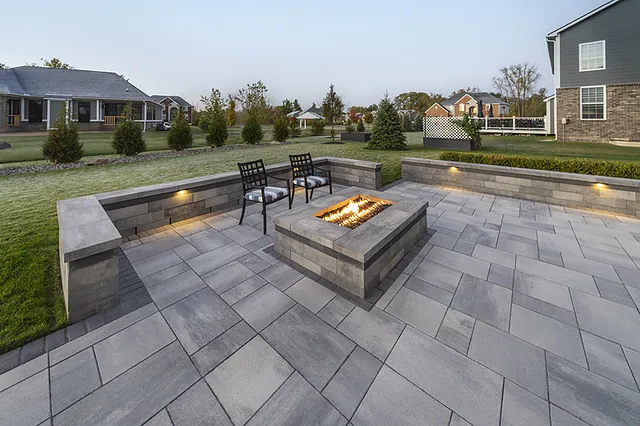 Outdoor patio area with firepit